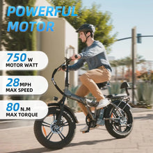 Load image into Gallery viewer, Electric Bike  (Adult ,/ 750W 48V 13AH Battery / Foldable / 20" x 4.0 Fat Tire  / 2 Seater)