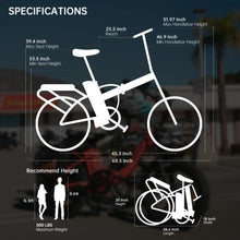 Load image into Gallery viewer, Electric Bike  (Adult ,/ 750W 48V 13AH Battery / Foldable / 20" x 4.0 Fat Tire  / 2 Seater)