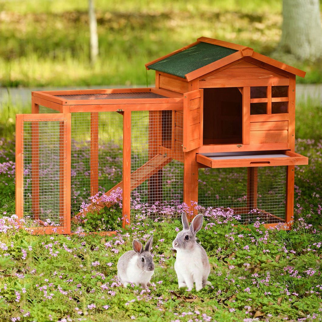 Natural Wood Pet House for Small Animals  Rabbit  Hutch, Orange