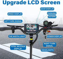 Load image into Gallery viewer, Electric Scooter with Seat   (5600W Dual Motor / 60V 27AH Battery  / Top Speed 80KM/H (49.7mi / hr) /11inch Off-road Tires /  Folding  /  for Adults too)
