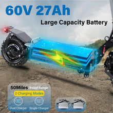 Load image into Gallery viewer, Electric Scooter with Seat   (5600W Dual Motor / 60V 27AH Battery  / Top Speed 80KM/H (49.7mi / hr) /11inch Off-road Tires /  Folding  /  for Adults too)
